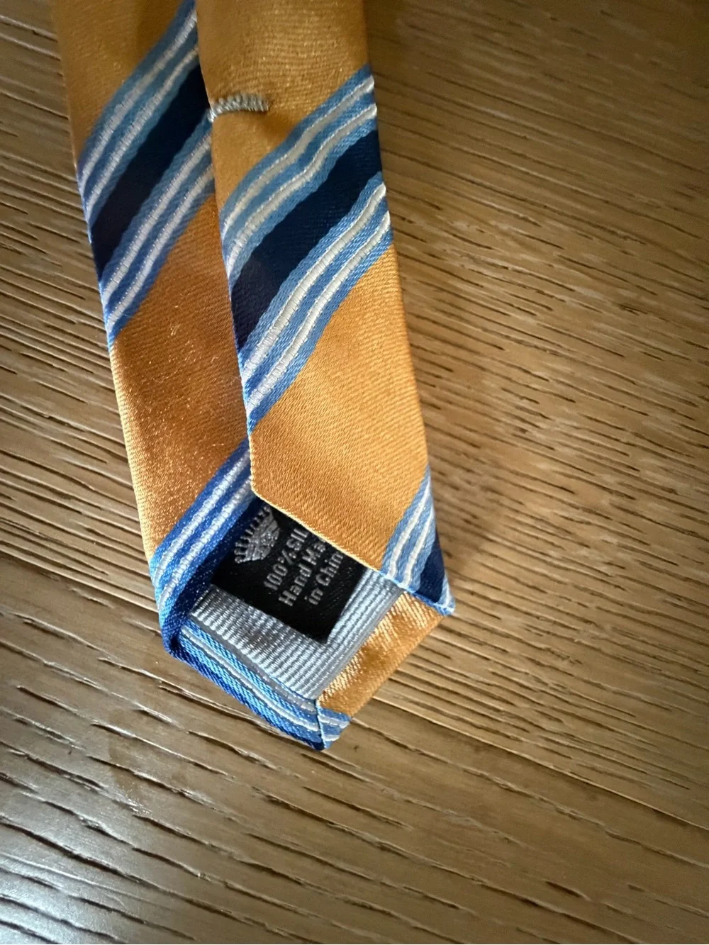 Classic Men's Orange Stripe Silk Tie with Blue Accent NWT
